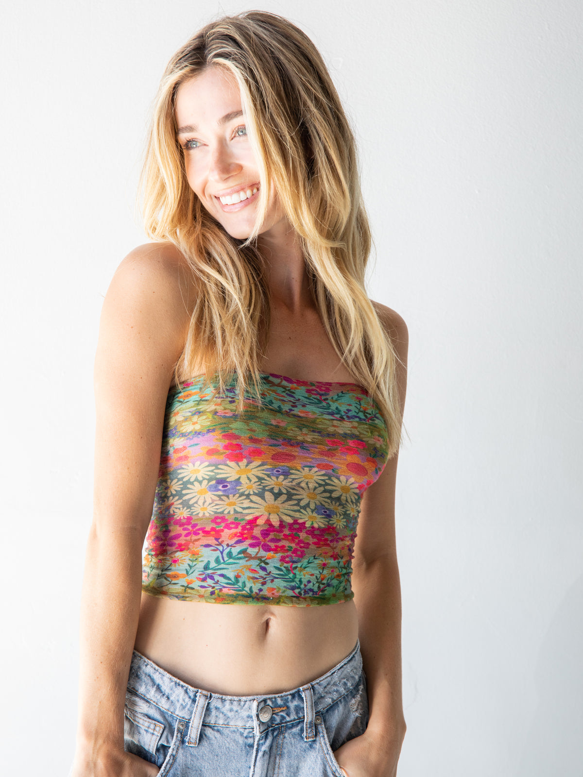 UO 3pc Boho Bandeau Wide Butterfly Floral Headwrap Natural Life - Half Boho Bandeau - Cream Floral Mandala  main image 3