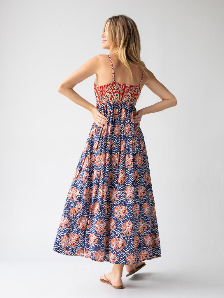 Bailey Maxi Dress - Navy Red Mix Print-view 5