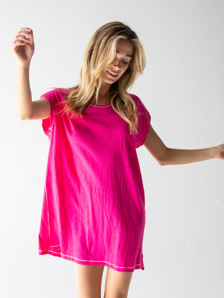 Frankie Knit Tee Shirt Dress - Pink-view 2