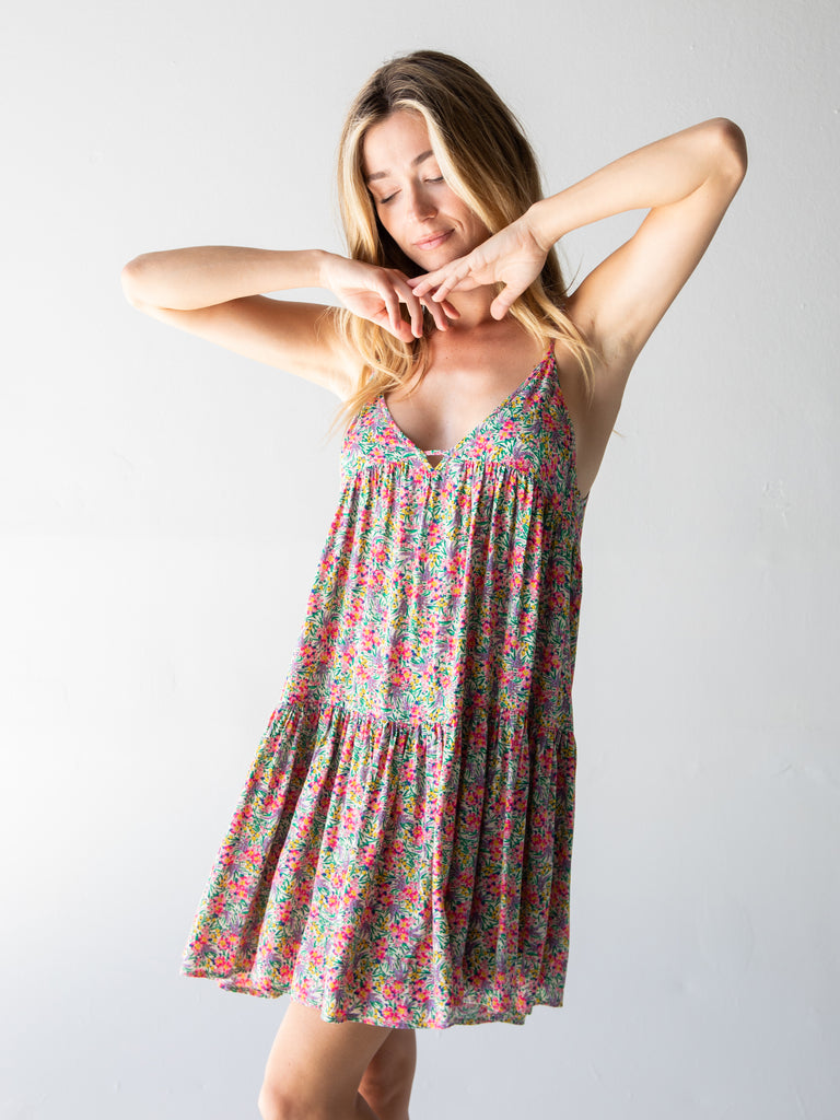 Riley Dress - Neon Ditsy Floral-view 2