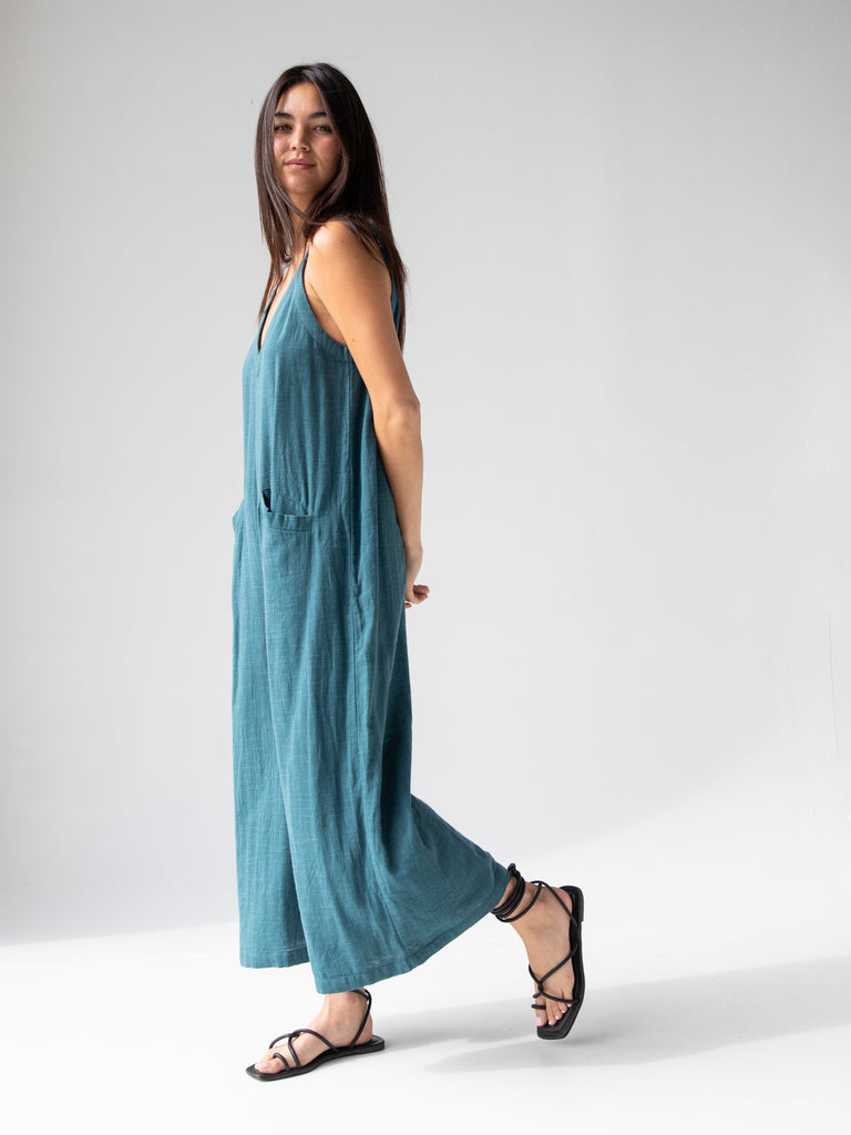 Chelsea Cotton Jumpsuit Teal Natural Life