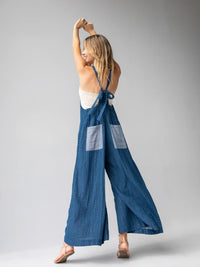 Dakota Tie Overall - Navy Dot-view 1