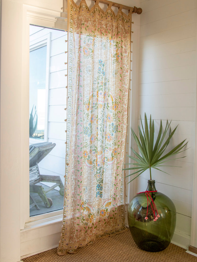 Printed Curtain Panel|Taupe Motif-view 1