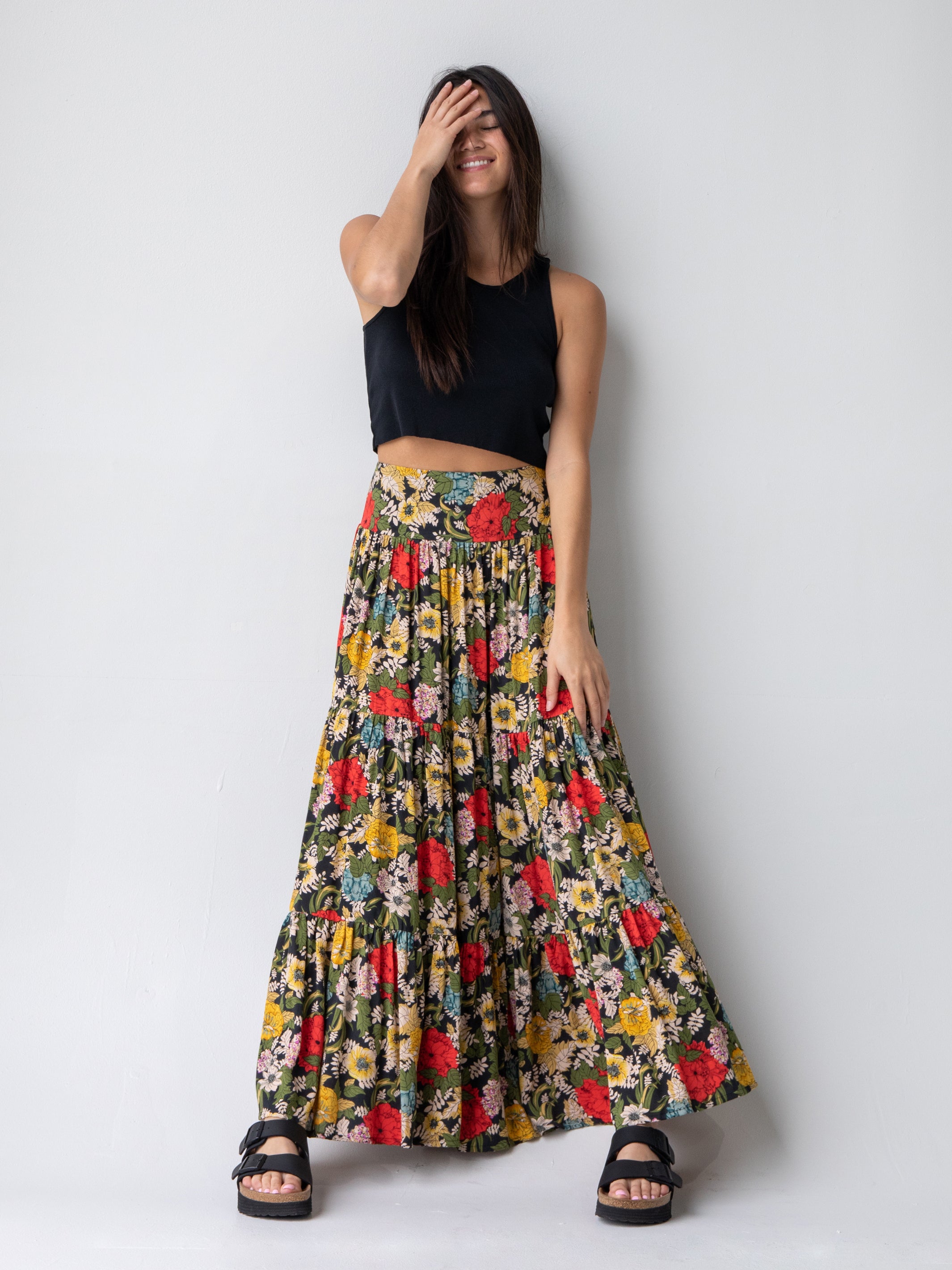 Buy VARANGA Fuchsia Womens Printed Long Skirt | Shoppers Stop
