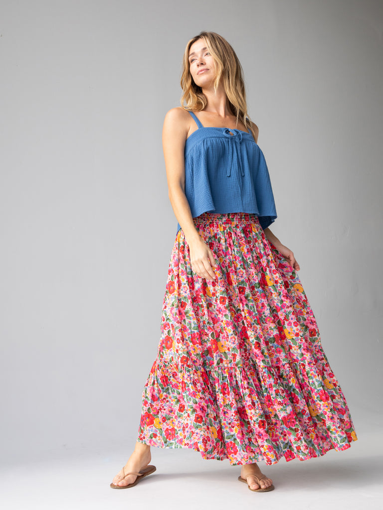 Flora Convertible Skirt - Bright Pink Floral-view 3