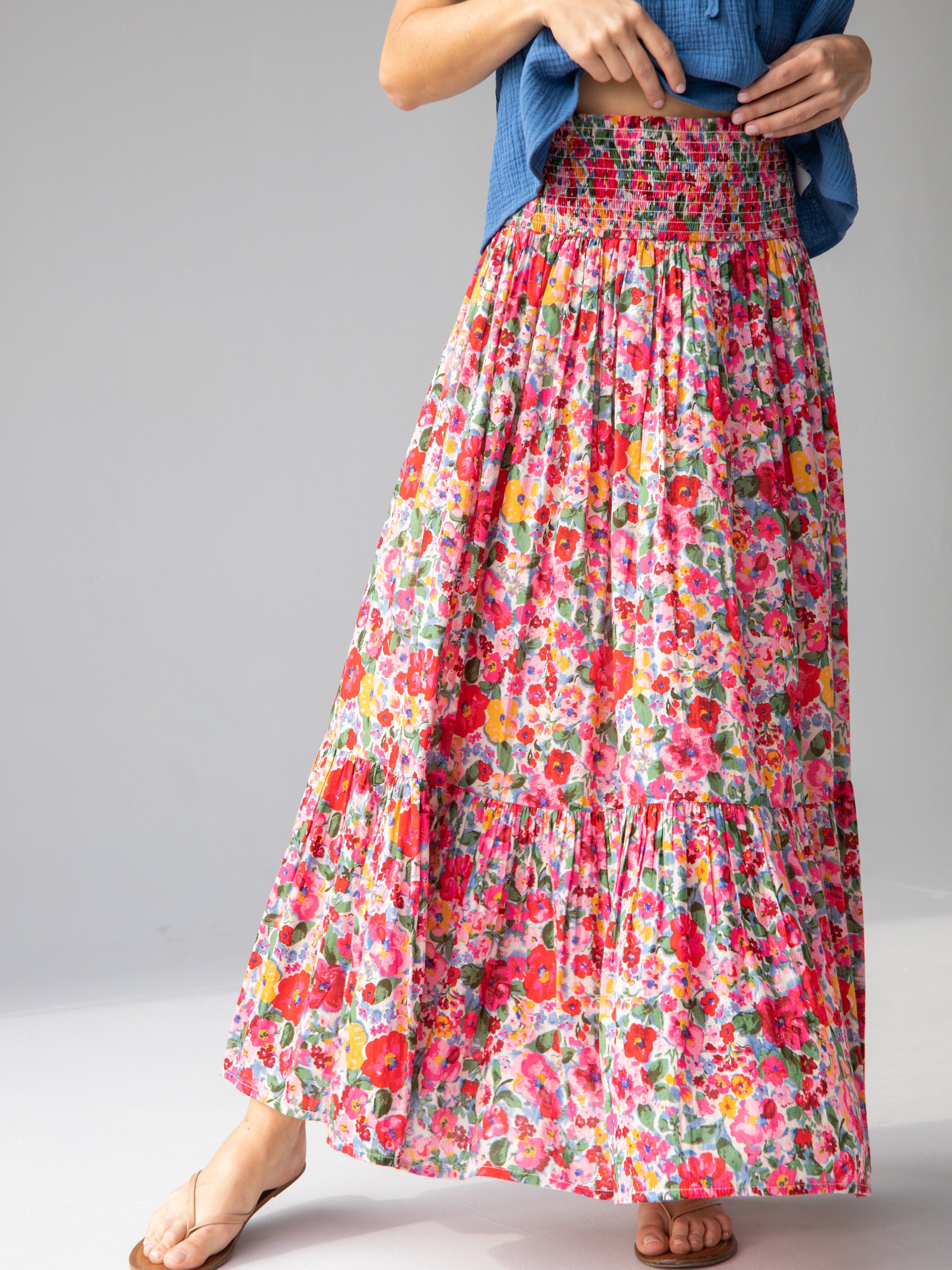 Flora Convertible Cotton Maxi Skirt - Bright Pink Floral Natural Life Flora Convertible Cotton Maxi Skirt - Bright Pink Floral Natural Life