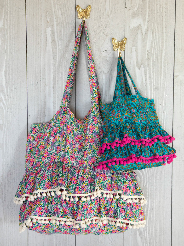 Ruffle Tote Bag - Ditsy Neon Floral-view 4