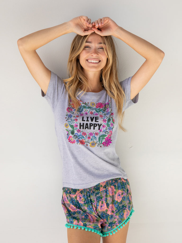 Perfect Fit Tee Shirt -  Live Happy Wreath-view 2