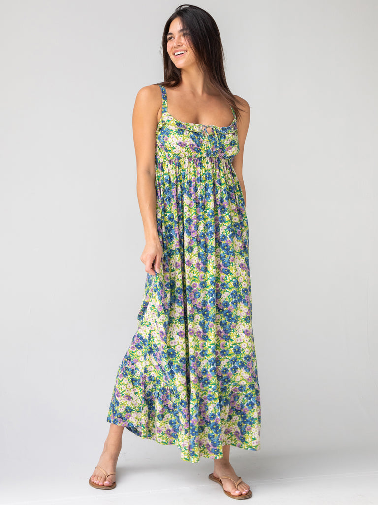 Elizabeth Maxi Dress - Green Floral-view 1