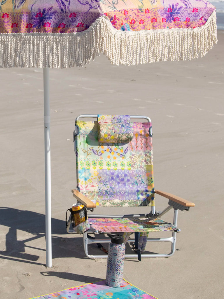 Backpack Beach Chair - Taupe Watercolor Patchwork-view 5