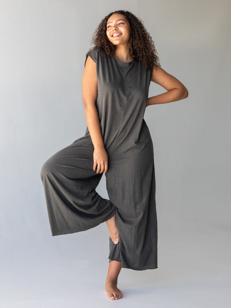 Dylan Knit Jumpsuit|Washed Charcoal-view 5