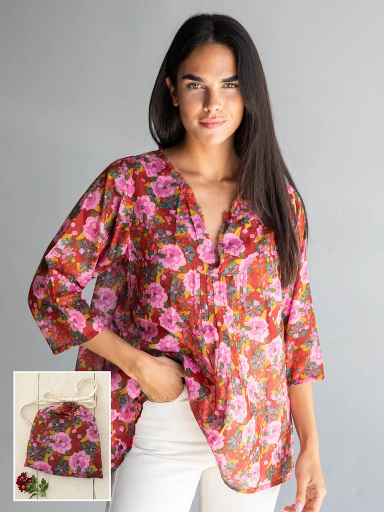 Tunic-In-A-Bag - Pink Red Floral-view 1