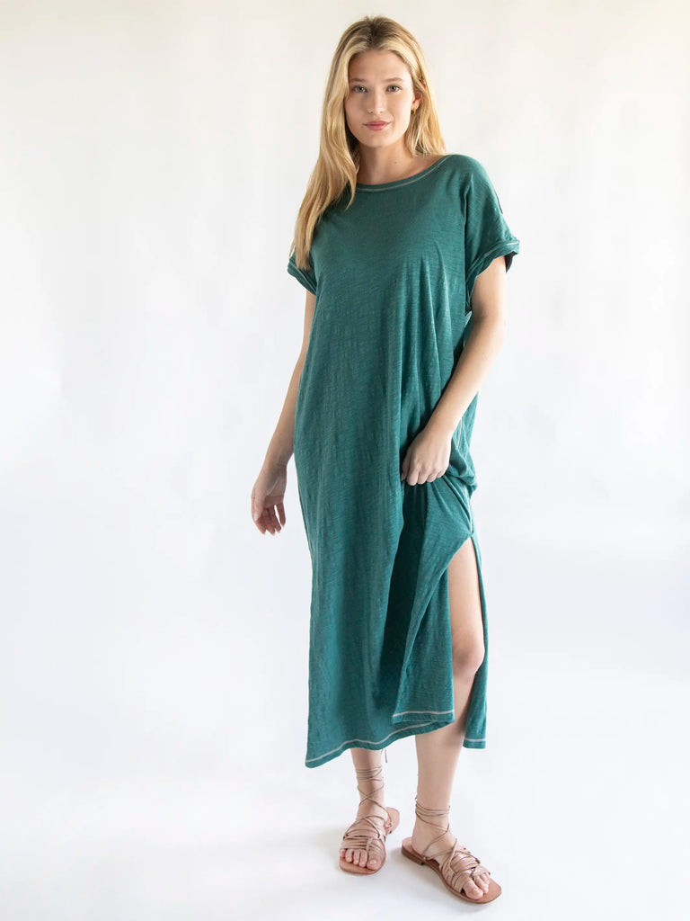 Frankie Knit Tee Midi Dress - Sea Green-view 1