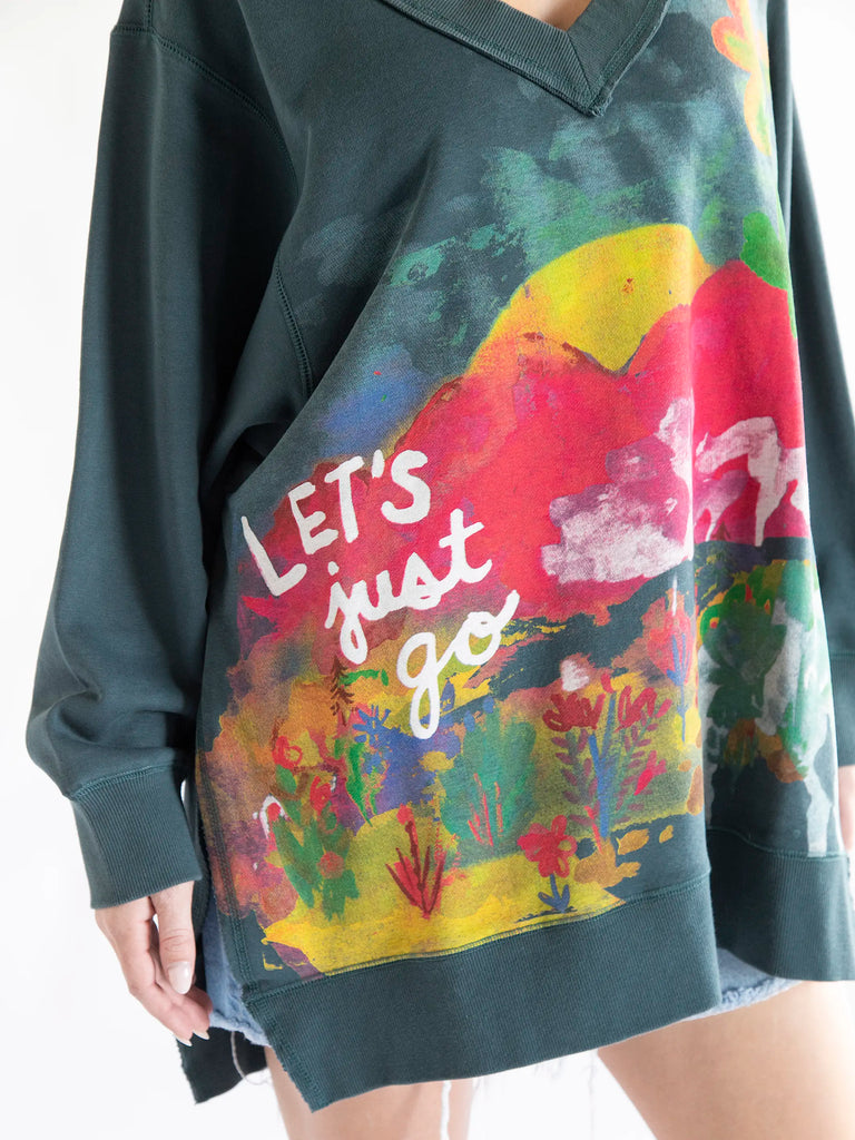 Life Is A Canvas Sweatshirt - Let's Just Go Slate-view 2