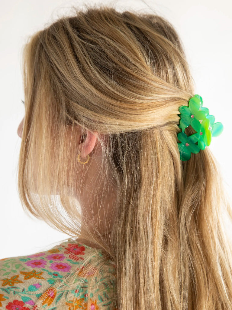 Blossom Cluster Hair Claw - Emerald-view 2