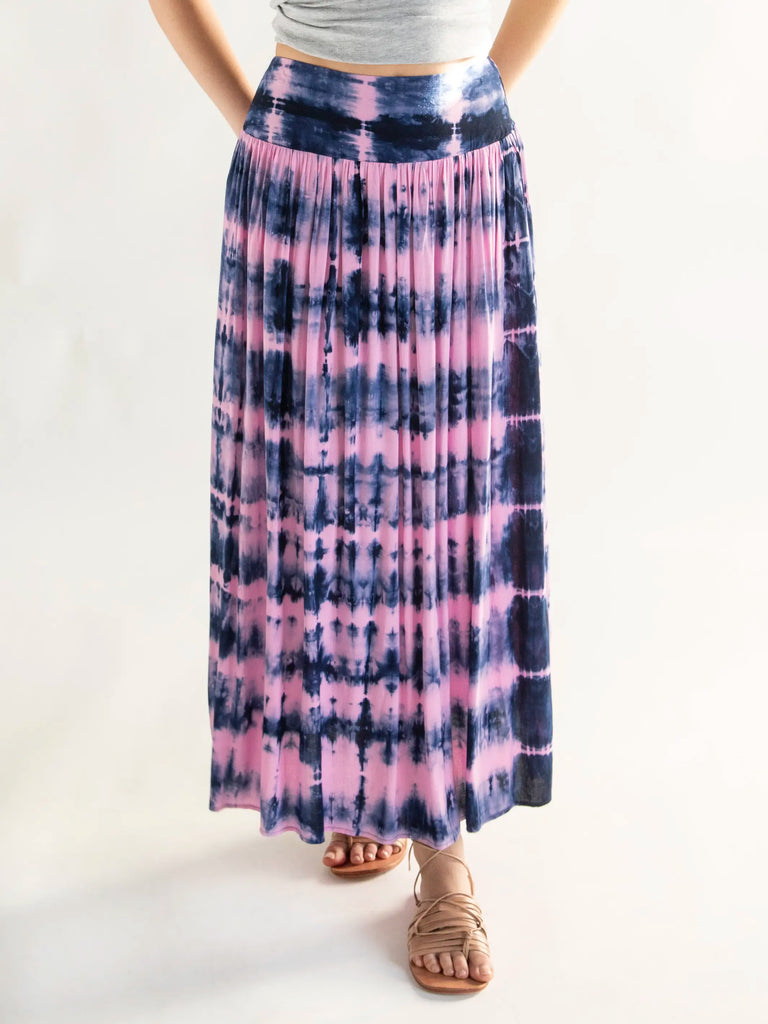 Lisa Maxi Skirt - Navy Pink Tie-Dye-view 3