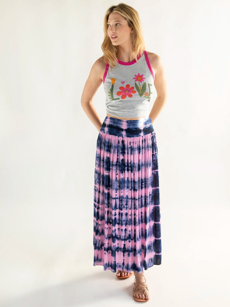 Lisa Maxi Skirt - Navy Pink Tie-Dye-view 5