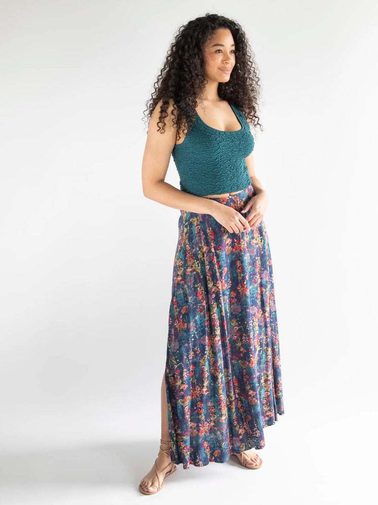 Ginger Side-Slit Maxi Skirt - Watercolor Floral-view 2