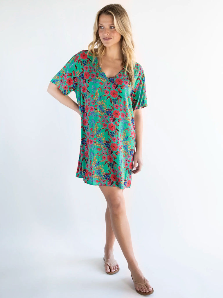 Claire Dress - Green Multi Floral-view 1