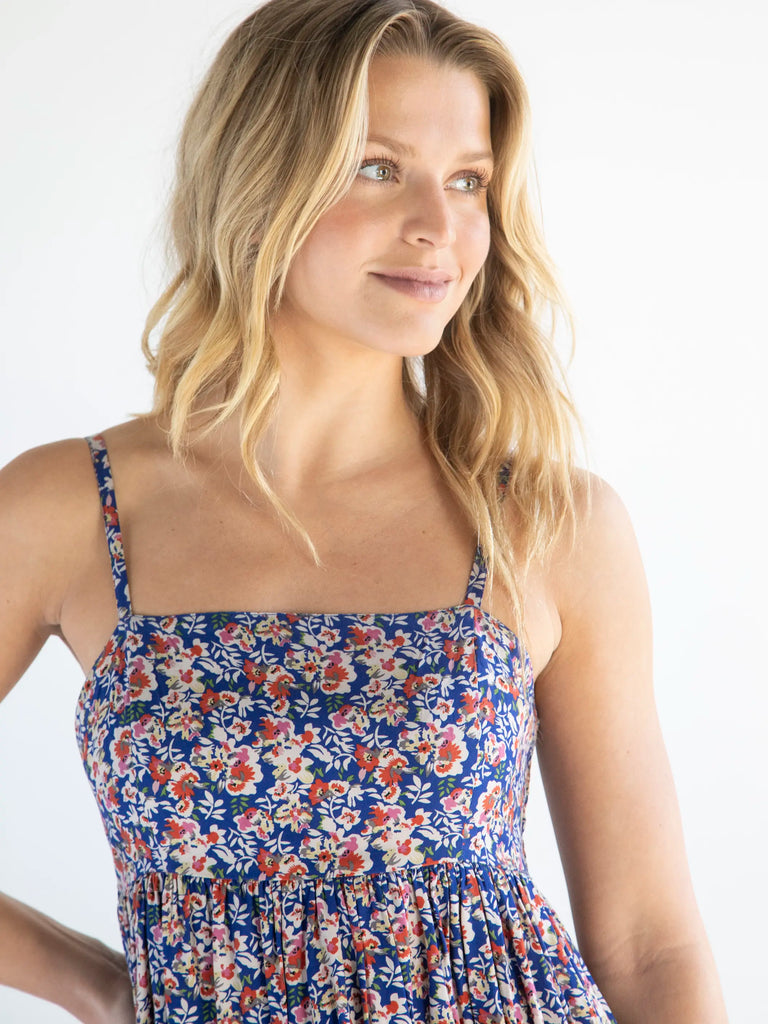 Bailey Dress - Blue Red Floral-view 4