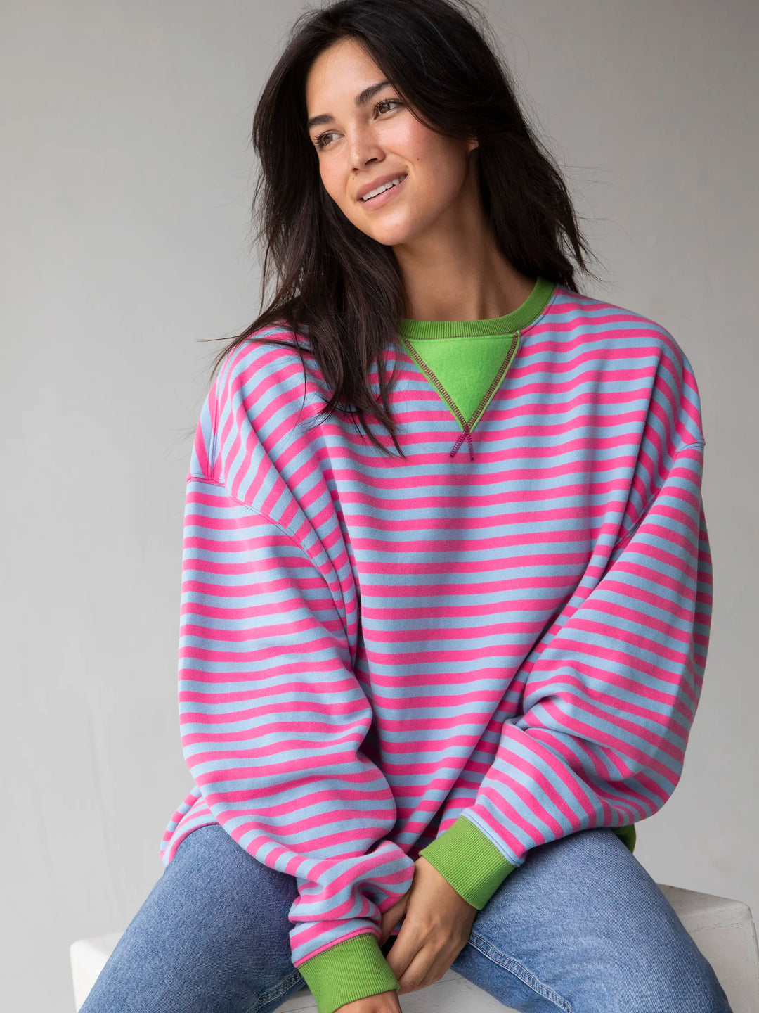 Oversized Striped Crewneck