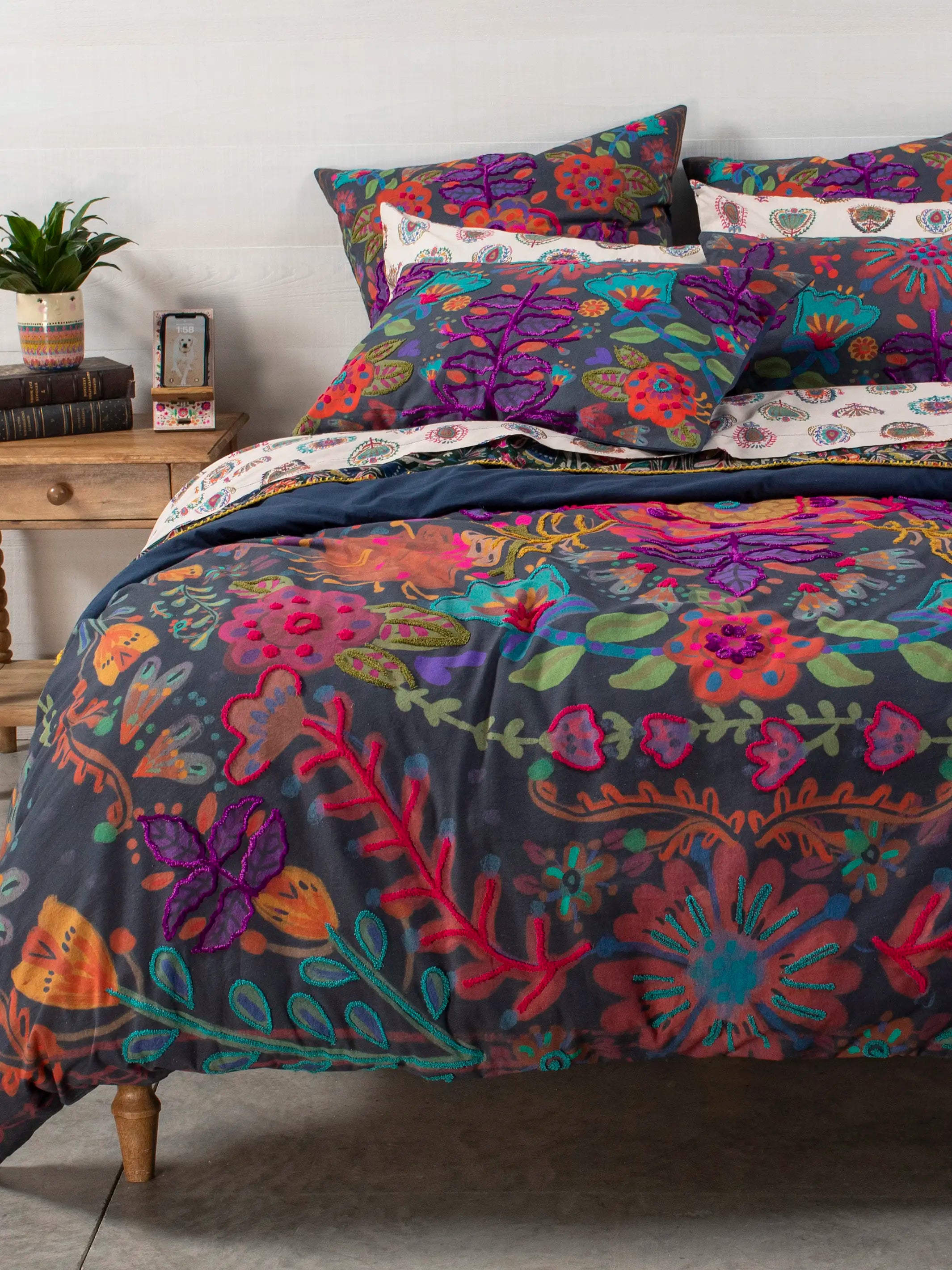 Catalina Cotton Duvet Cover Midnight Garden – Natural Life