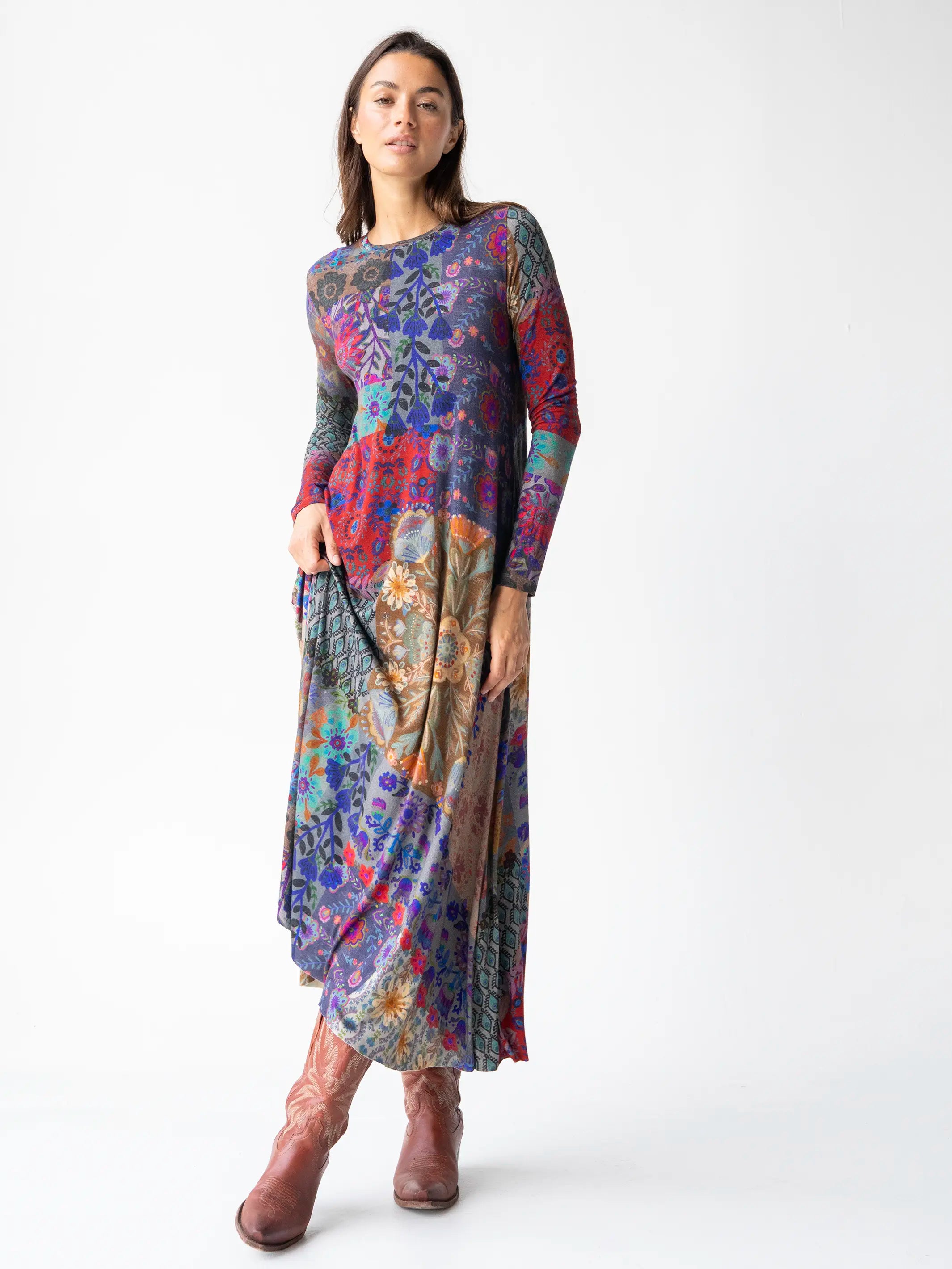 Stevie ButterSoft Knit Maxi Dress - Blue Patchwork Stevie ButterSoft Knit Maxi Dress - Blue Patchwork
