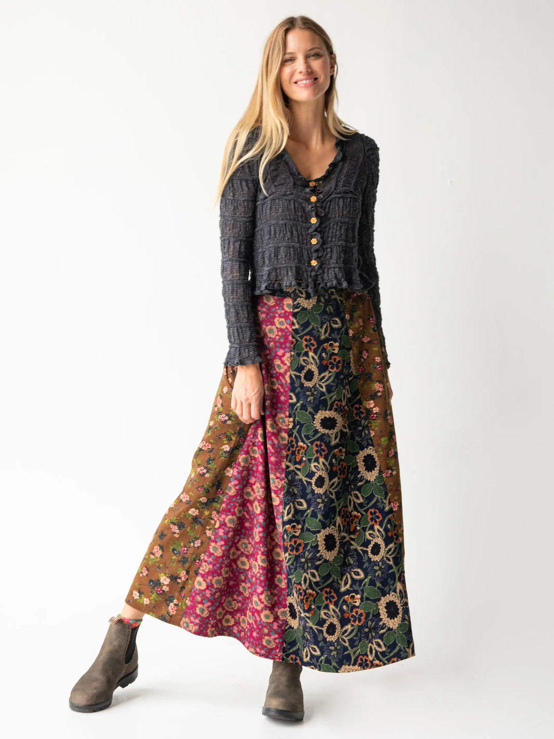 Juliet Ruffle Sweater Top - Slate