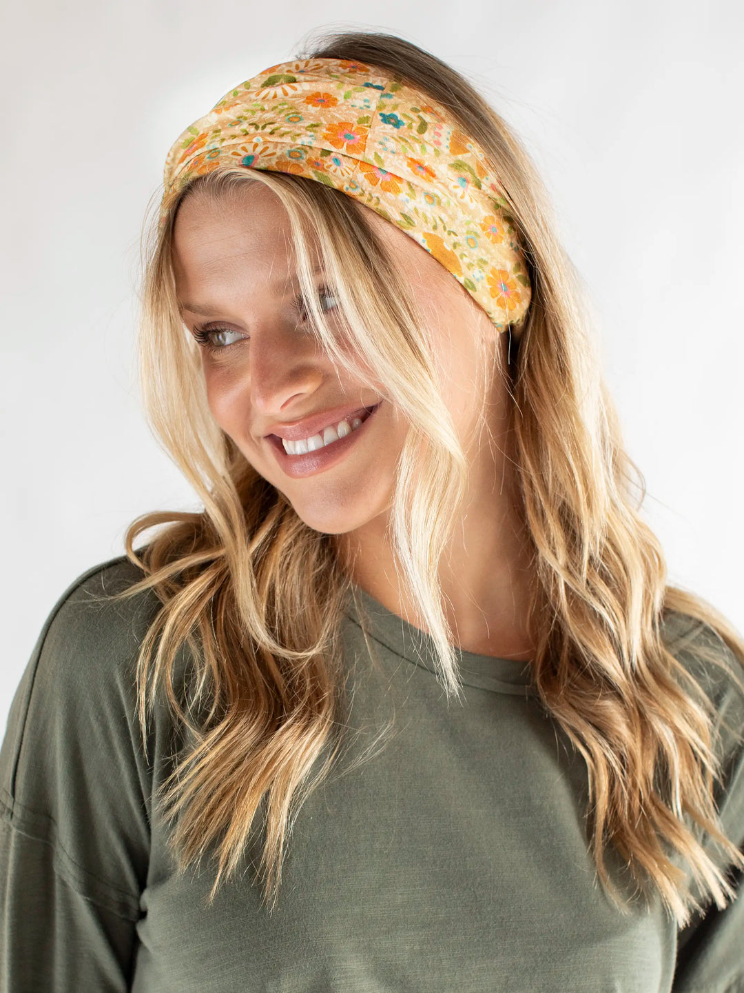 Half Boho Bandeau® Headband - Mandala Light Grey