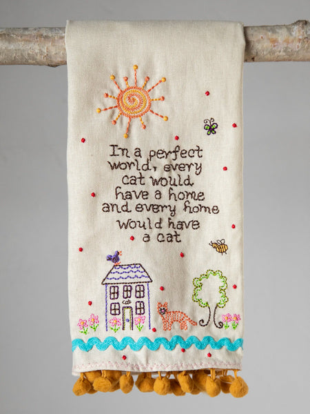 美品　七田 English for life Text 11〜16、20 Linen Embroidered Hand Towel - Cat – Natural Life