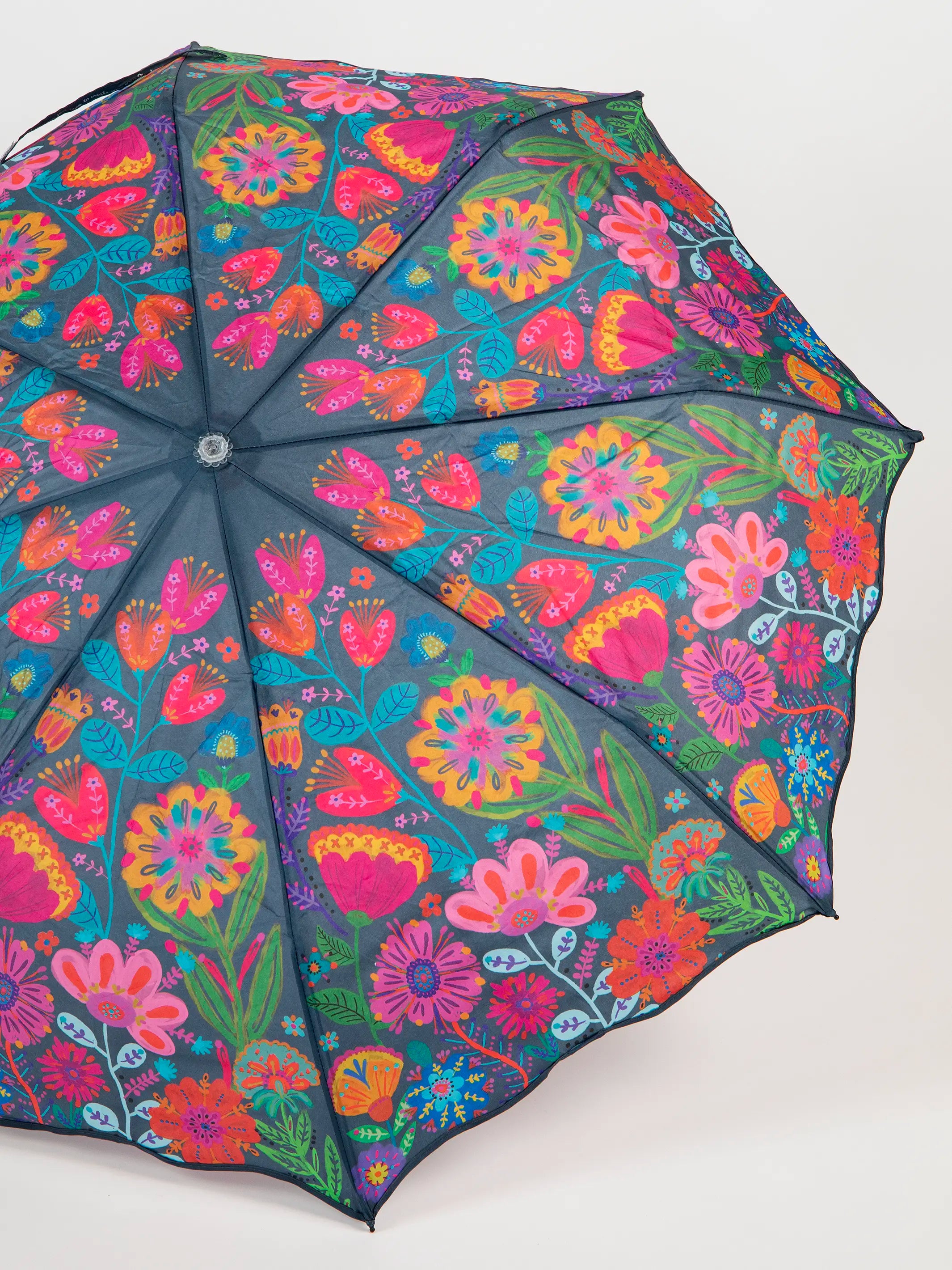 Fold Up Umbrella - Navy Folk Flower – Natural Life