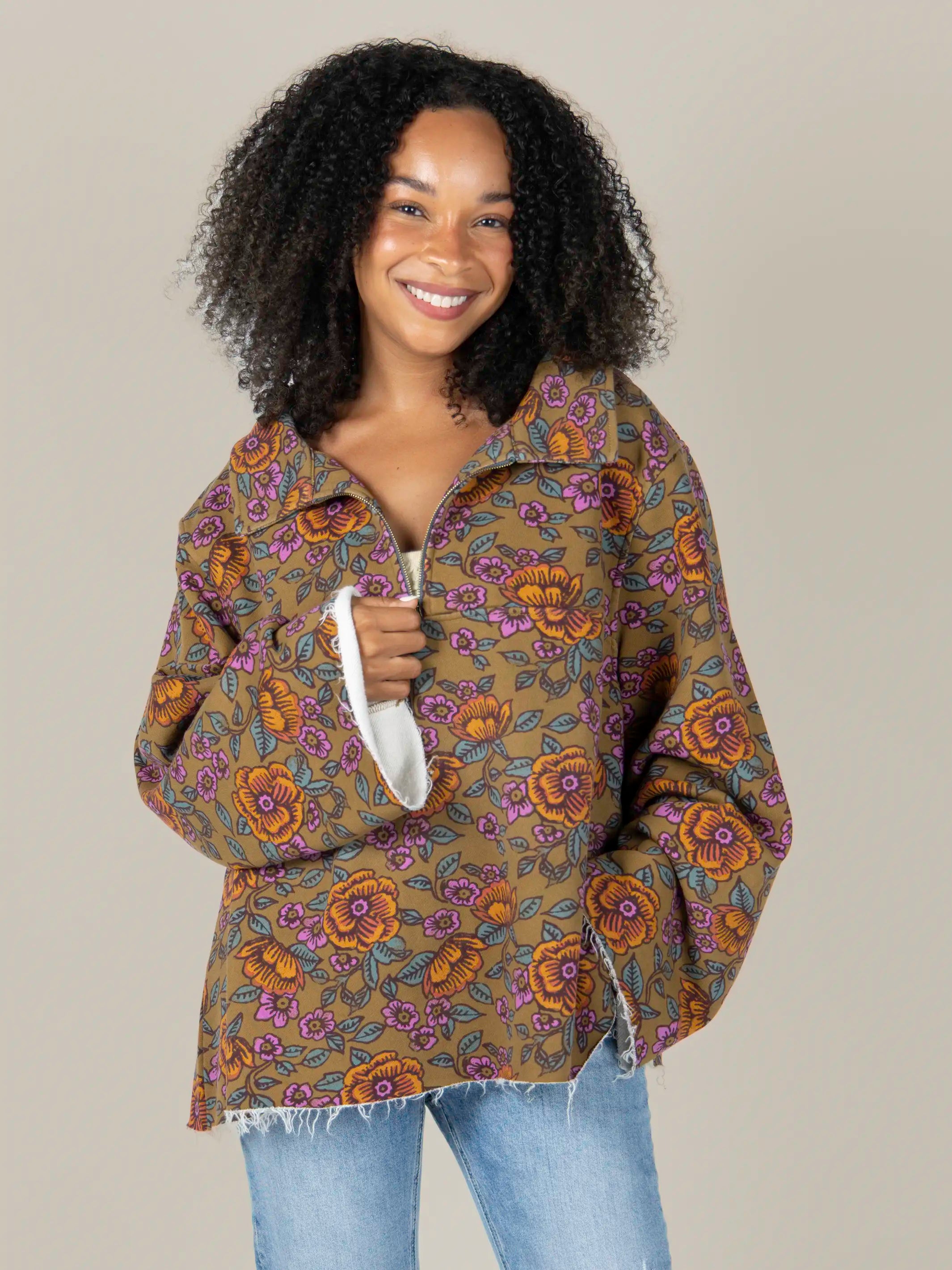 Easy Does It Sweatshirt - Woodcut Floral Bronze – Natural Life