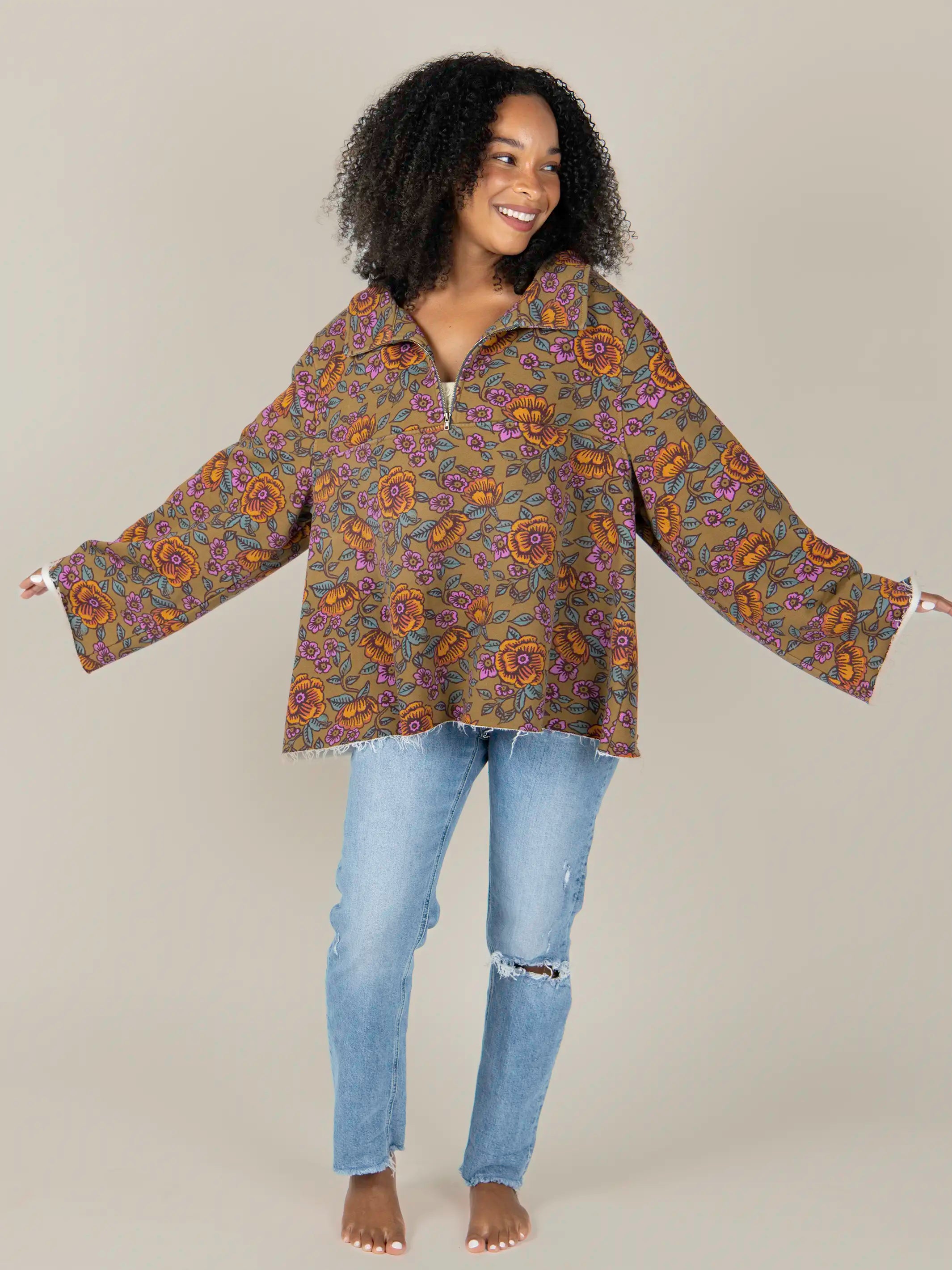 Easy Does It Sweatshirt - Woodcut Floral Bronze – Natural Life