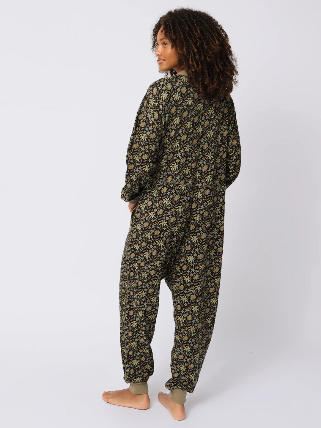 Johnnie Cotton Jumpsuit - Black Tan Daisies