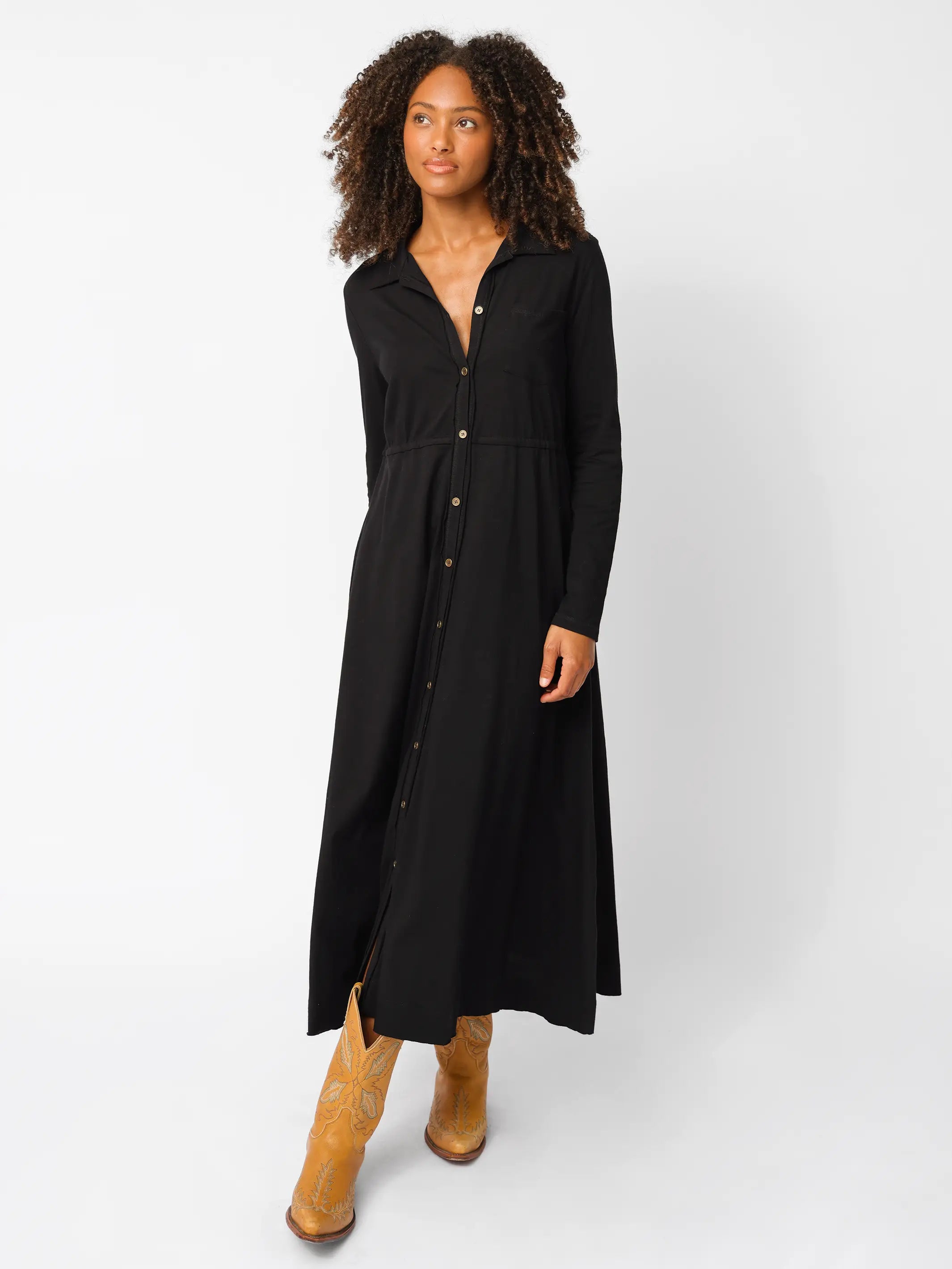 Christa Knit Cotton Maxi Dress - Black – Natural Life