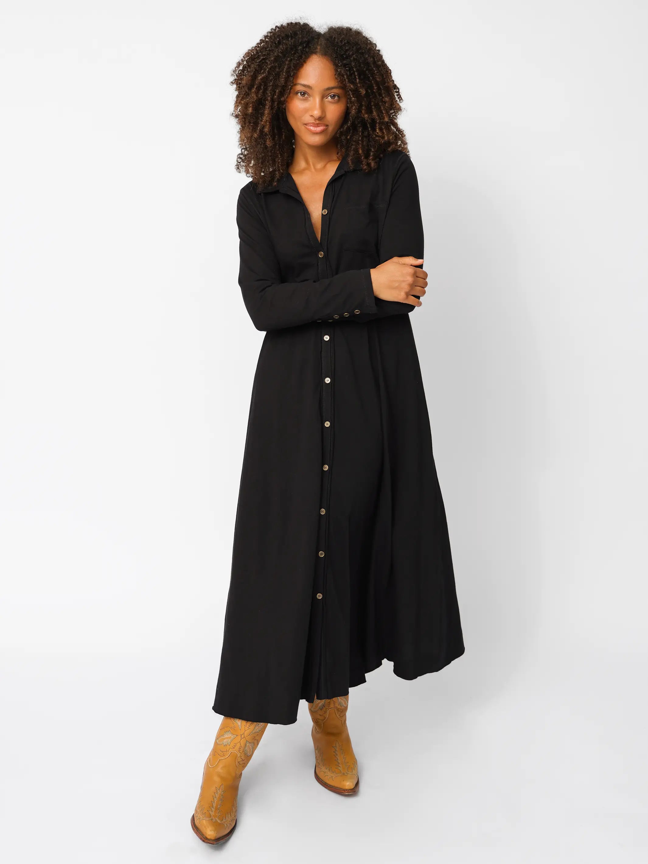 white christmas dresses Waves Maxi Dress in Black | Off the Shoulder Cotton Maxi Dress main image 0