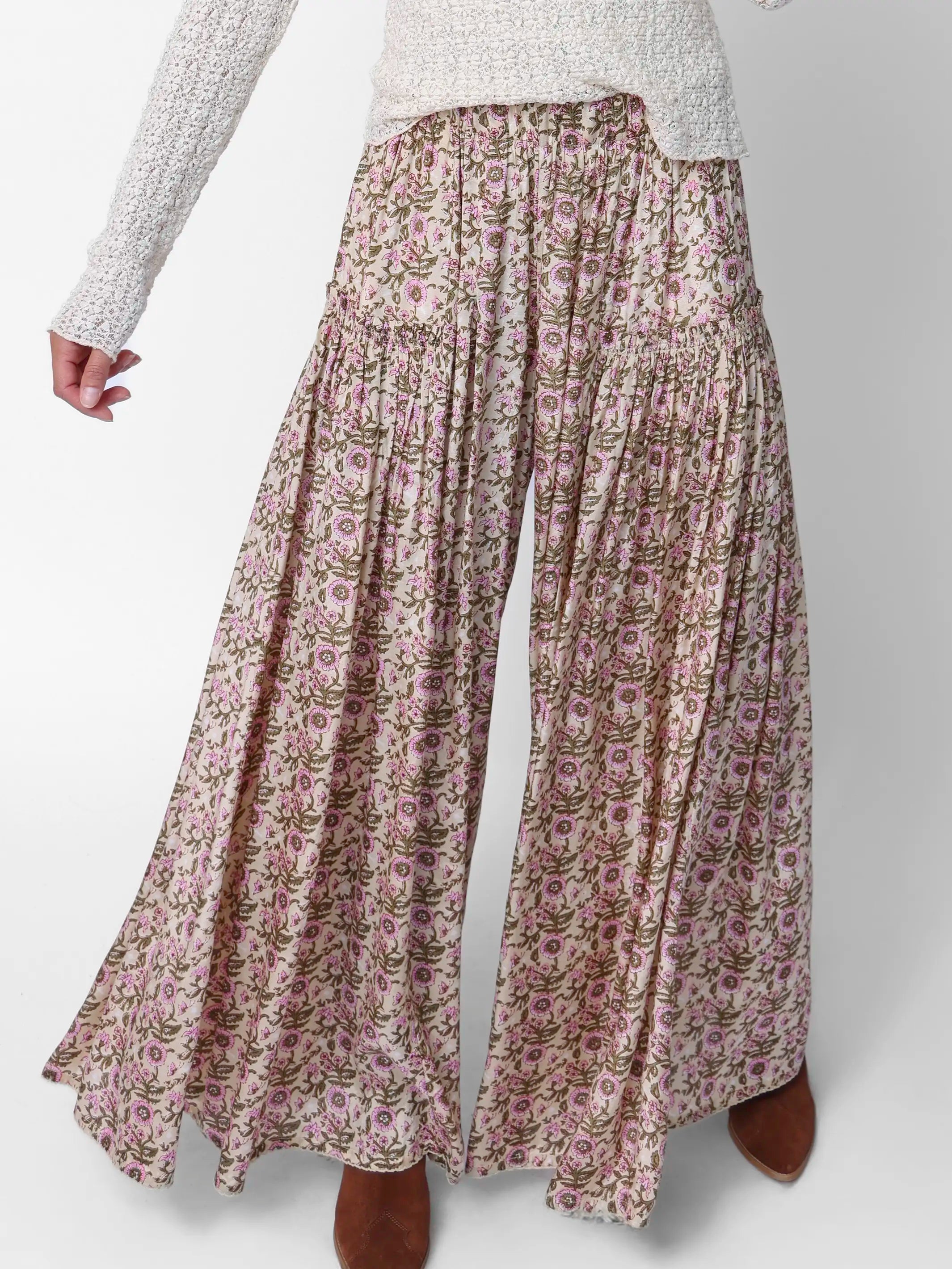 Margaux Wide Leg Pants - Cream Vine Floral – Natural Life