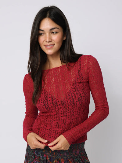 Out & About Sweater Top - Maroon