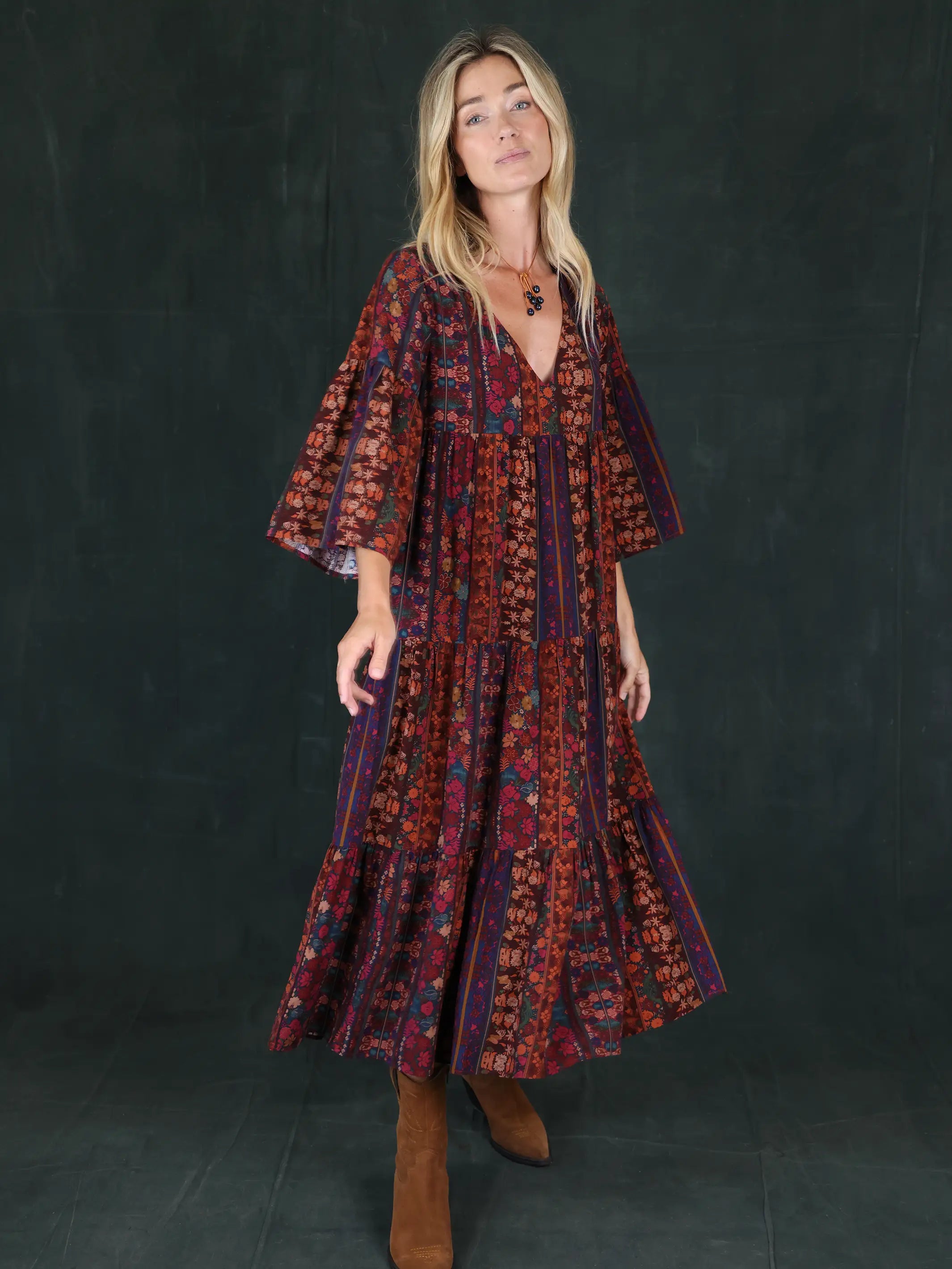 Charlotte Midi Dress - Tropical Fuchsia Stripes Natural Life Charlotte Midi Dress - Tropical Fuchsia Stripes Natural Life