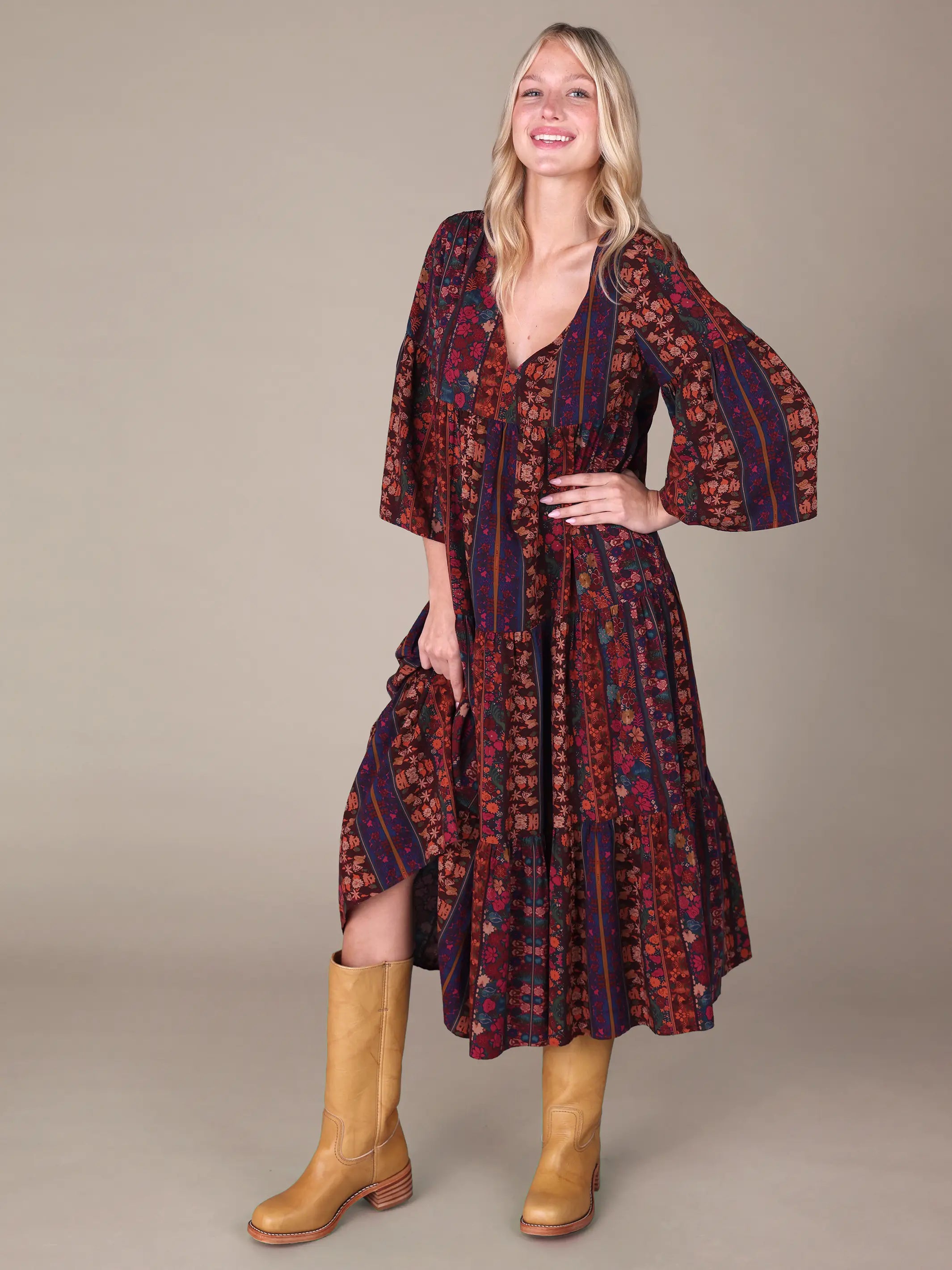 Charlotte Midi Dress - Tropical Fuchsia Stripes Natural Life Charlotte Midi Dress - Tropical Fuchsia Stripes Natural Life