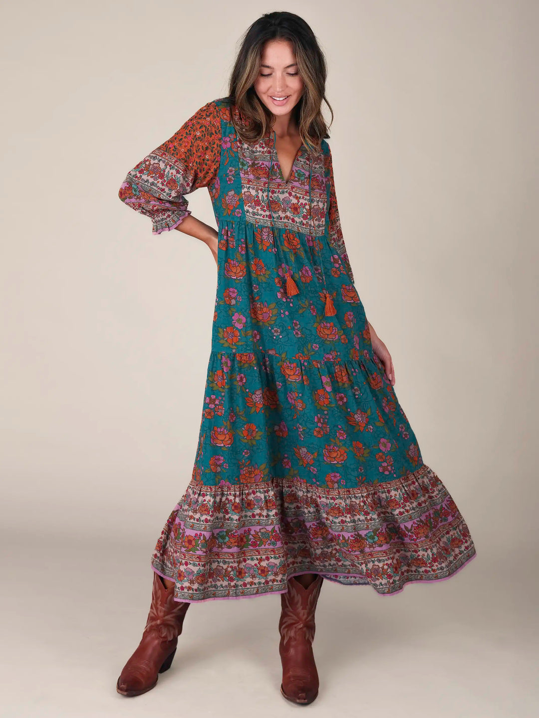 Nova Maxi Dress - Teal Riviera Floral – Natural Life