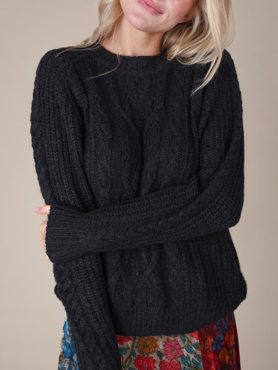 Super Soft Cable Knit Sweater Black – Natural Life