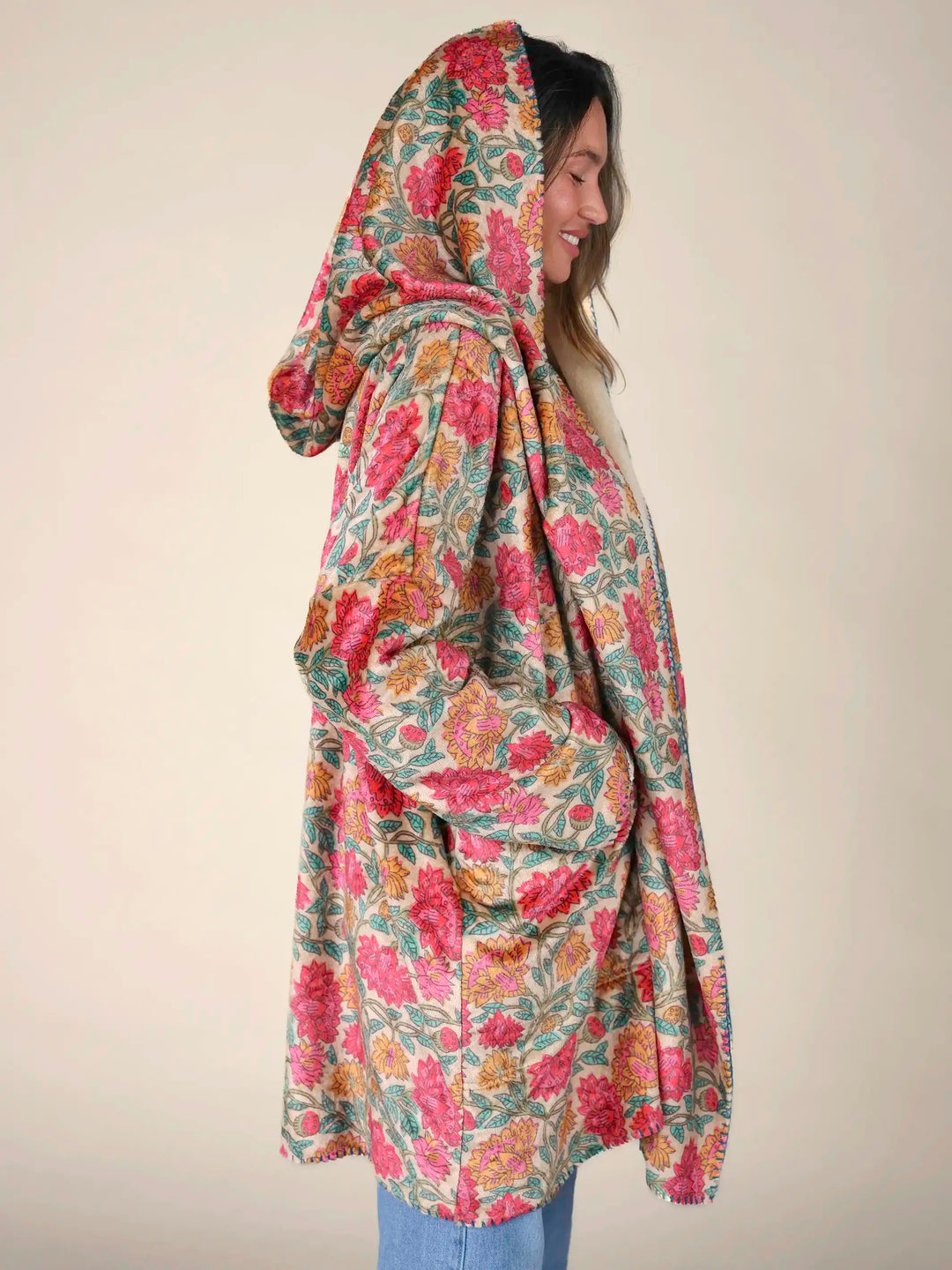 Cozy Blanket Kimono - Lush Zinnias