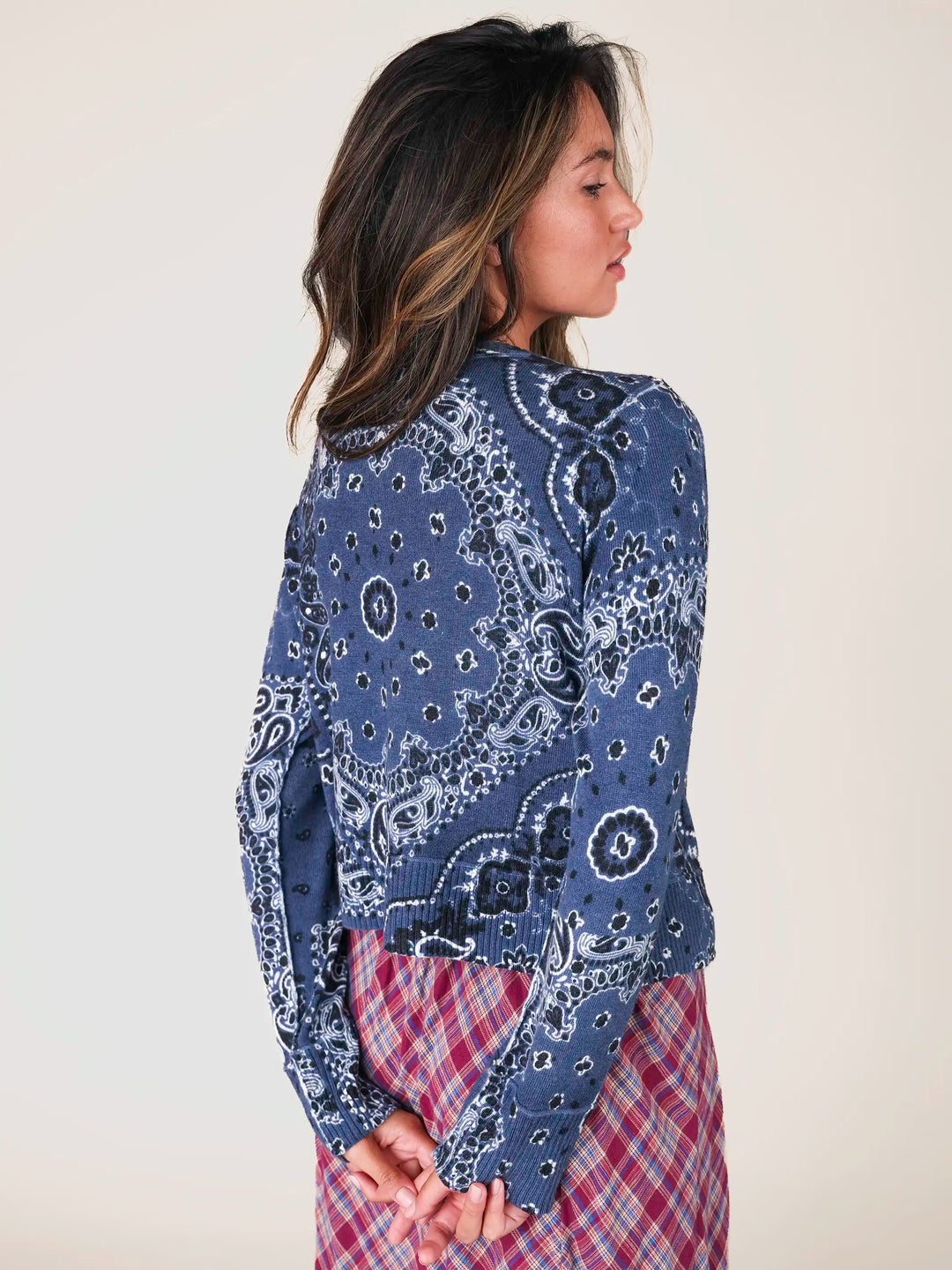 Your Everything Cardigan Sweater - Bandana Patchwork Indigo