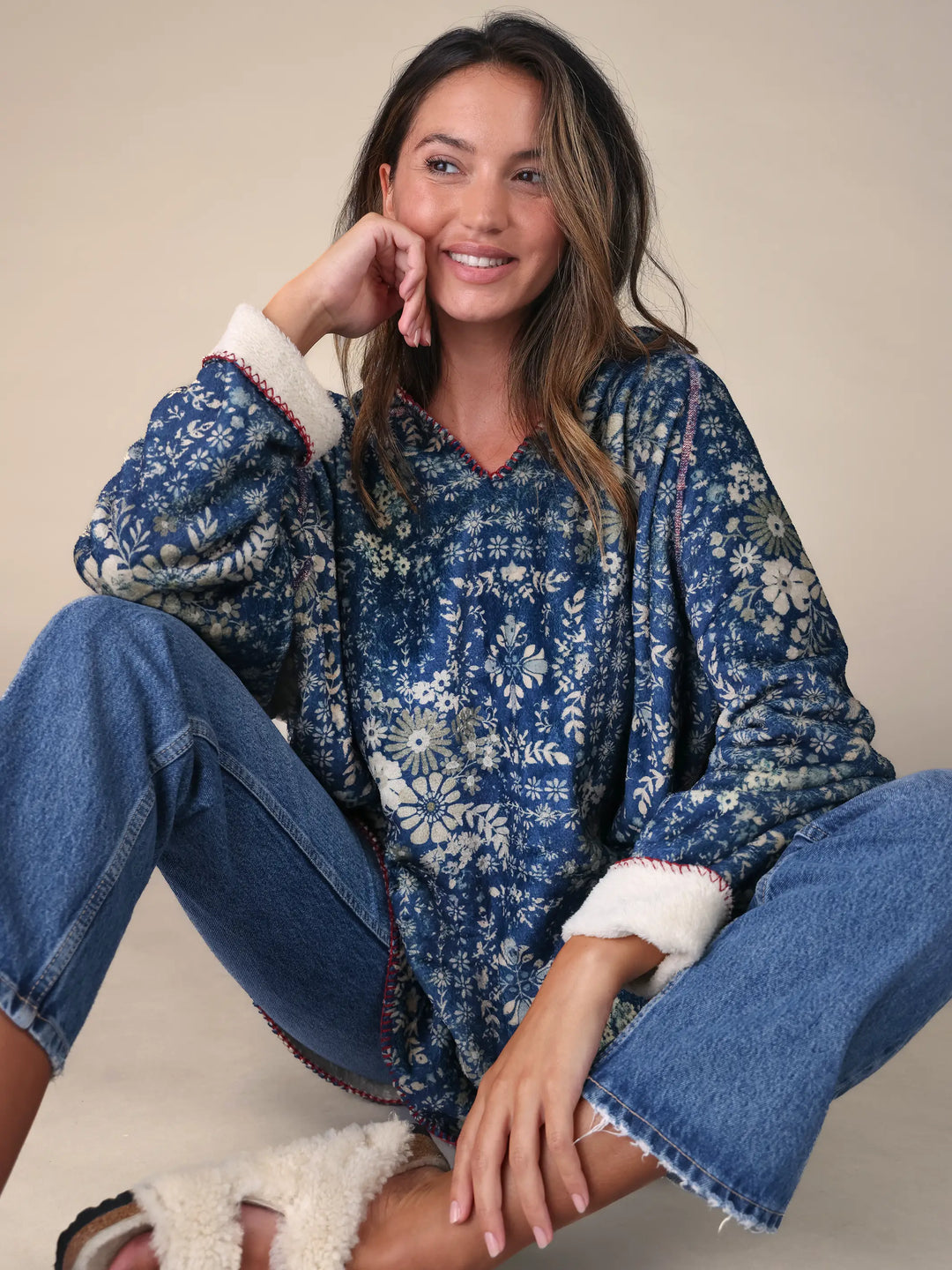 Cozy Blanket Hoodie Navy Bandana – Natural Life