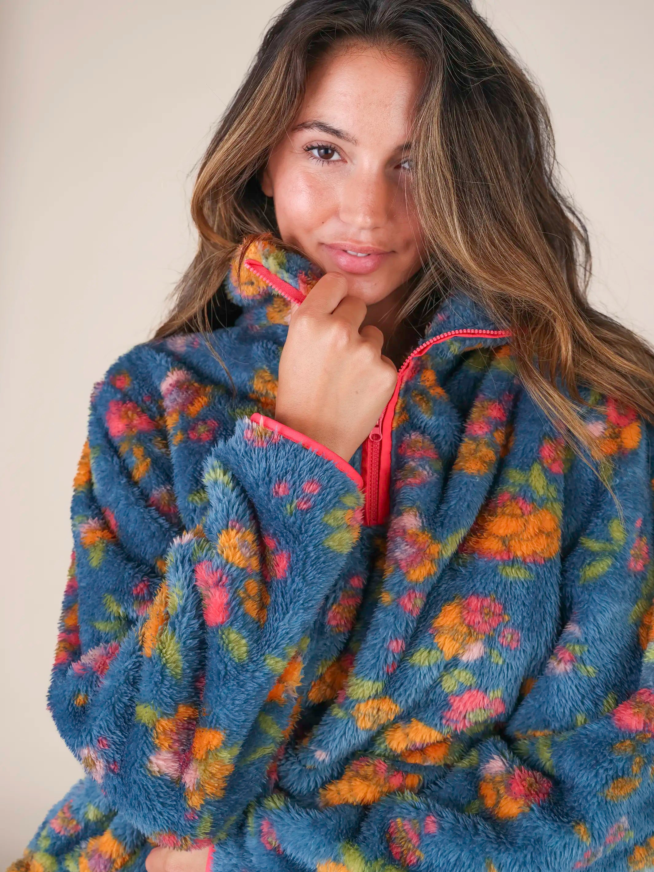 Coziest Quarter Zip Pullover Sweatshirt - Riviera Batik Blue