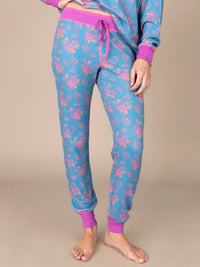 Mix & Match Waffle Long Johns - Turquoise Floral Bouquets-view 1