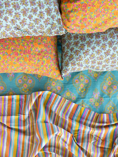 Mix & Match Cotton Pillowcase, Single - Green Retro Calico-view 2