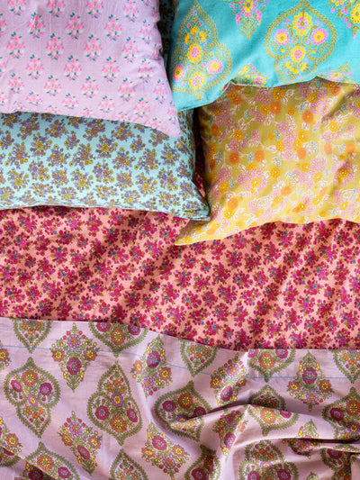 Mix & Match Sooo Soft Cotton Pillowcase, Single - Turquoise Folk Floral-view 2