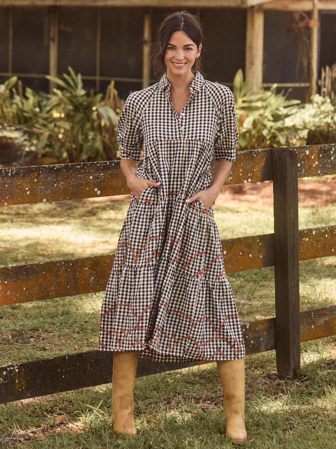 Rebecca Embroidered Cotton Midi Dress